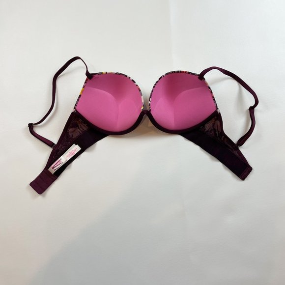 NWOT Victoria's Secret PINK Bra 32D Wear Everywhere Super Push Up Floral Logo - Picture 4 of 8